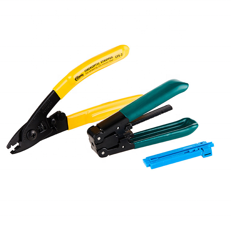 ftth optic fiber splicing tool kit for fiber optic cutting tools OPM+10KM VFL+3 holes stripper+FC-6S cleaver+Drop cable cutter