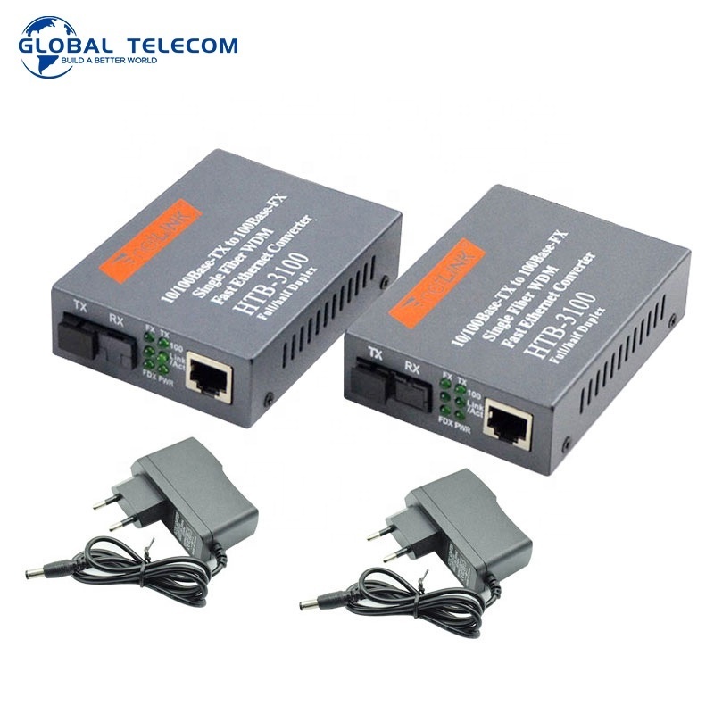 Netlink HTB-3100AB 20KM 25KM distance netlink 10/100M base single mode simplex fiber WDM Fast Ethernet fiber media converter