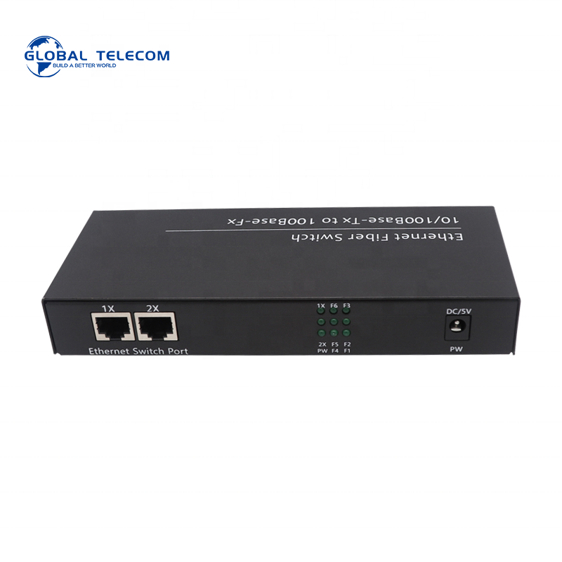 Factory supply 100 base 1000 base 6 fiber 2RJ45 port 20KM WDM single mode fiber optic ethernet media converter  fiber switch