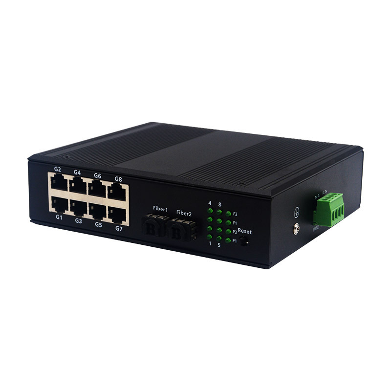 Gigabit Managed Ethernet Media Converter 2 SFP Slots 8 10/100/1000Base RJ45 Industrial Din-rail Management Fiber Switch