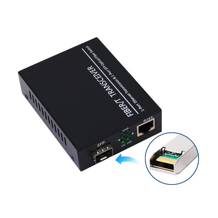 Gigabit SFP Optical Transceiver 10/100/1000M 1 SFP Slot with 1 RJ45 Ethernet Fiber Optic Media Converter