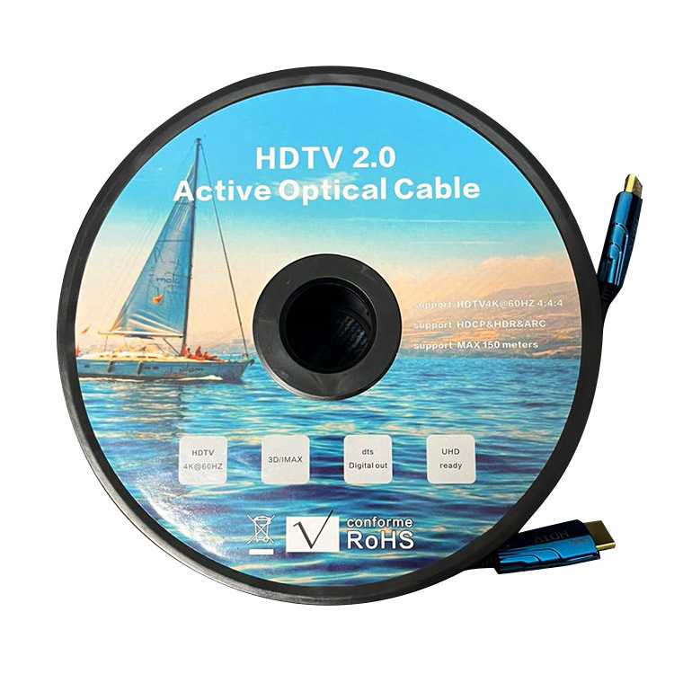 OEM & Stock HDMI 2.0 Active Fiber Optic Cable AM To AM 4K 60Hz UHD 3D 4.8mm HDMI Cord Cables