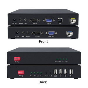 4K VGA Extender via Singlemode or Multimode Fiber Optic Cable with USB2.0 KVM VGA Fiber Optic Transceiver