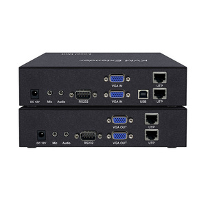 4K 2 Channel VGA KVM Extender over Cat5e/6/7 Cable Extend up to 150M with USB2.0 Audio RS232