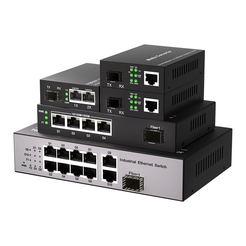 SFP Media Converter 1 SFP Slots with 1-10 10/100/1000Mbps RJ45 Ports Gigabit Fiber Optic Media Converter