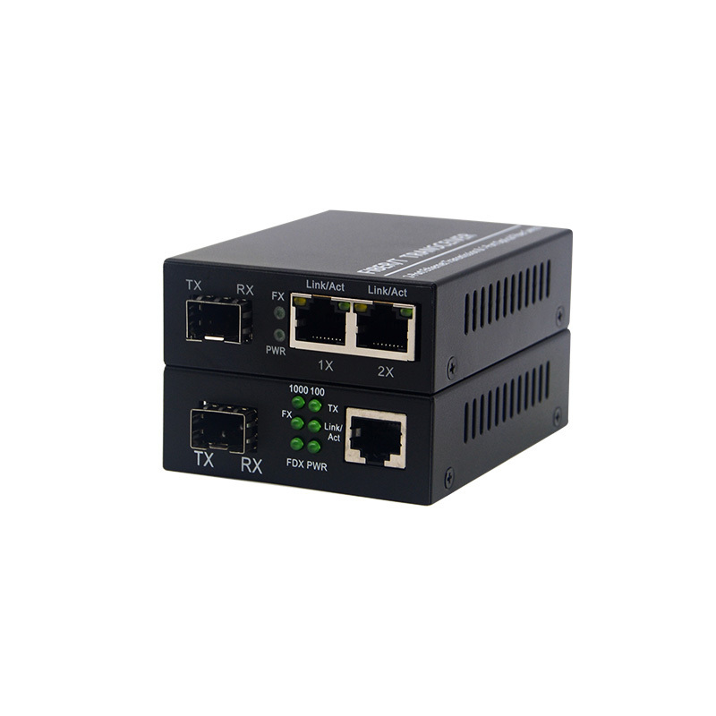 SFP Media Converter 1 SFP Slots with 1-10 10/100/1000Mbps RJ45 Ports Gigabit Fiber Optic Media Converter