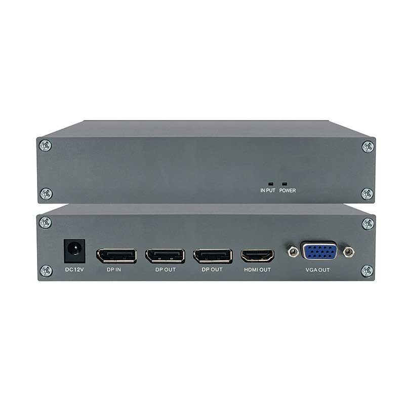 PINWEI 4K@60Hz DisplayPort 1X4 Splitter 1 in 4 out DP to 2 DP  HDMI VGA Hybrid Video Splitter