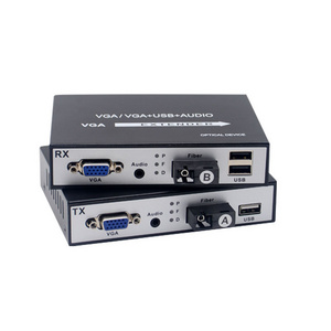 1080P VGA over Fibre Transceiver Extender 20KM VGA to Fiber Optic Converter with USB KVM Audio