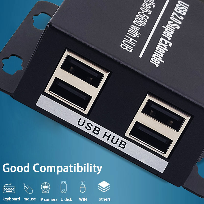 USB2.0 Over Cat5e/Cat6/Cat7 Extender up to 328ft 1 in 4 out USB HUB Extender