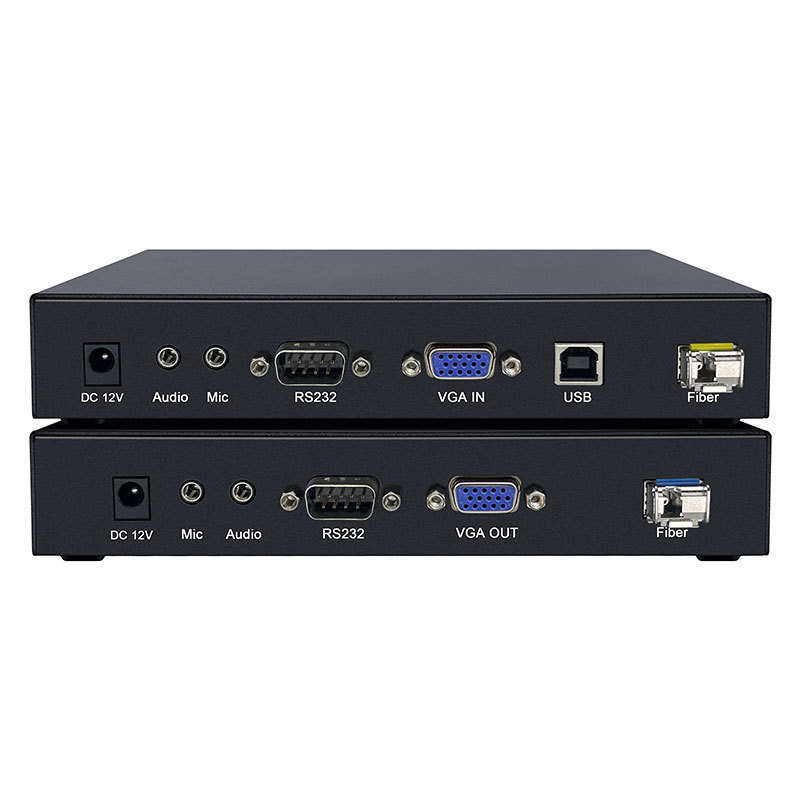 4K VGA Extender via Singlemode or Multimode Fiber Optic Cable with USB2.0 KVM VGA Fiber Optic Transceiver