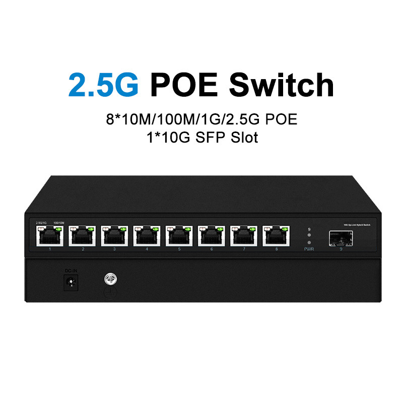 8-Port 2.5G Ethernet Switch with 1 10G SFP 100/1000/2500Mbps Unmanaged Network POE++ Switch