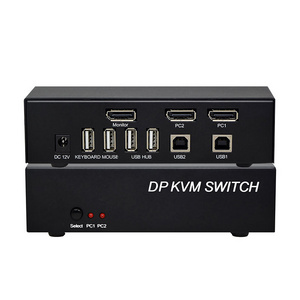 4K@60Hz 2 Port DP Switcher 2 in 1 out DP Switch with KVM USB HUB