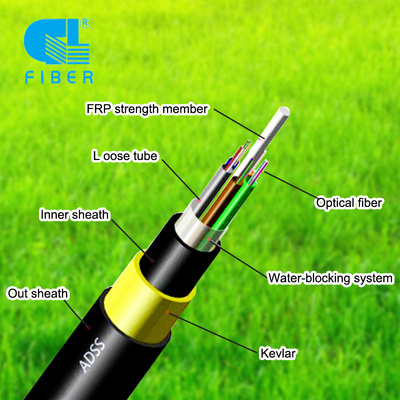 12 24 36 48 96 144 Core All Dielectric Self-supporting Double Jacket G652D Outdoor Types ADSS Fiber Optic Cable 1KM Price