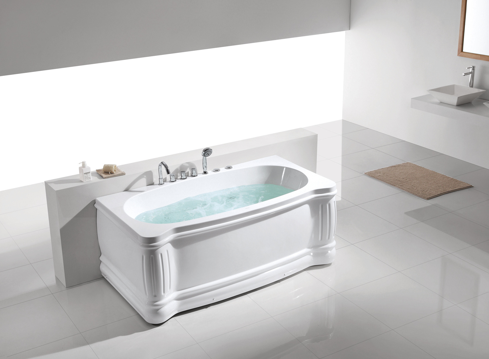 FICO Luxurious Transparent Glass bathtub Hot Tubs Acrylic Body Hydro Massage Tub Spa & Whirlpools Bathroom Bathtubs