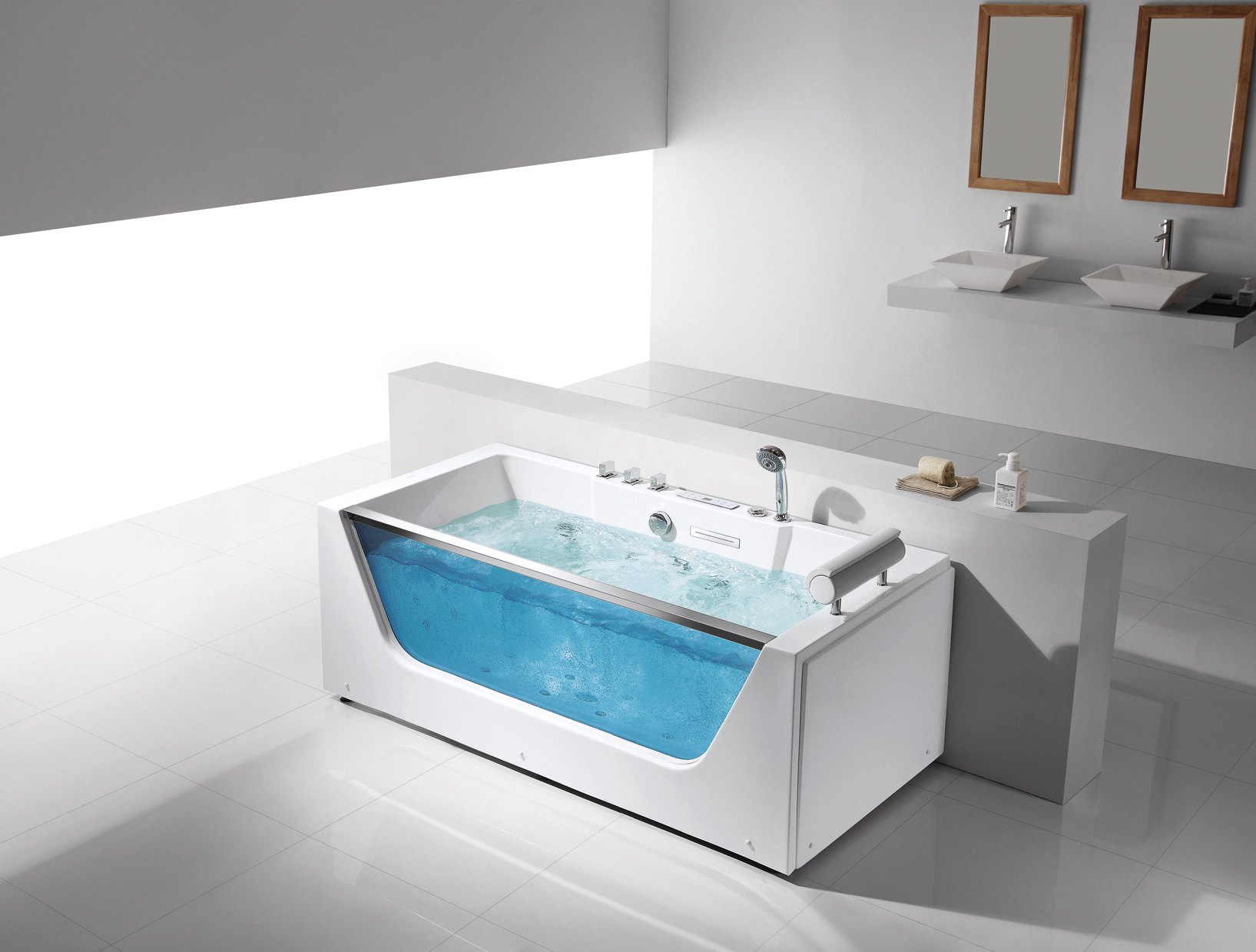 FICO Luxurious Transparent Glass bathtub Hot Tubs Acrylic Body Hydro Massage Tub Spa & Whirlpools Bathroom Bathtubs