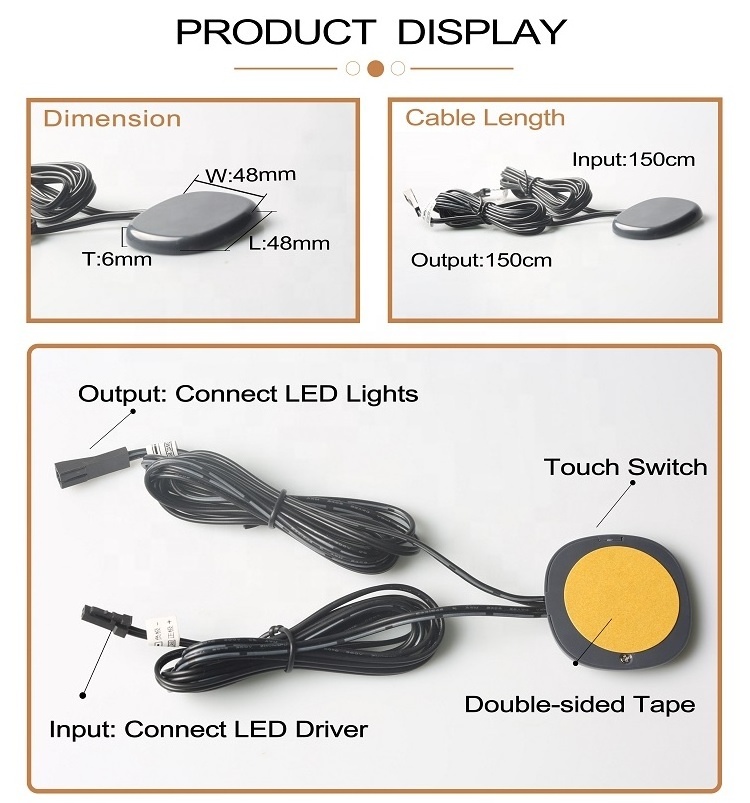 FICLUX high quality 2.5cm Wooden board smart led dimmer controller cabinet touch sensor switch  for cabinet wardrobe led light