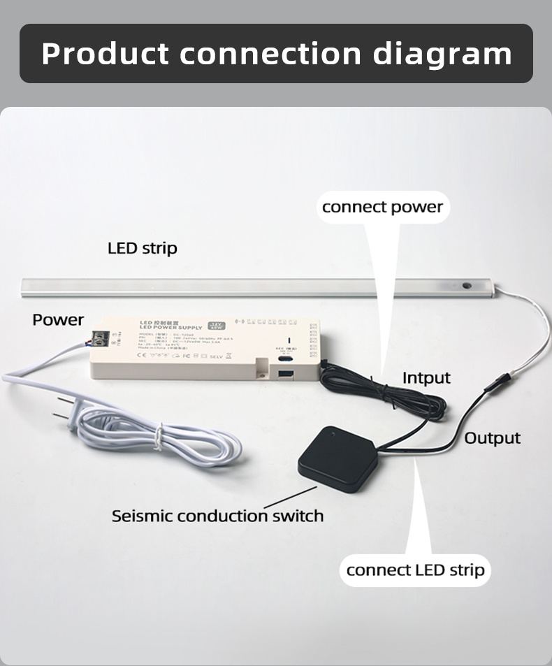 FICLUX New 12V 24V Sub-control plate layer arbitrary knock switch vibration conduction switch for cabinet LED strip light