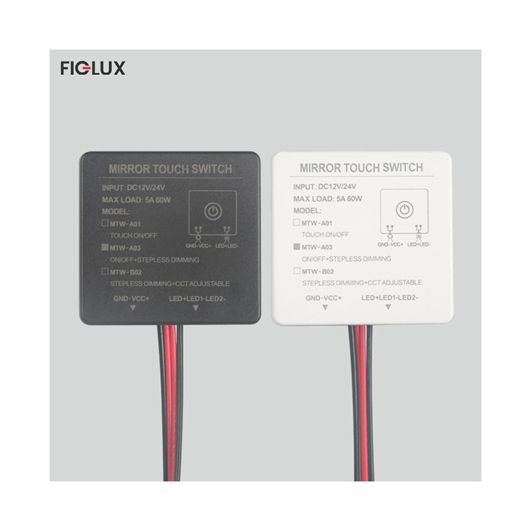 FICLUX OEM 12V 24V 5A Single Key Smart led light bathroom mirror touch sensor switch for mirror