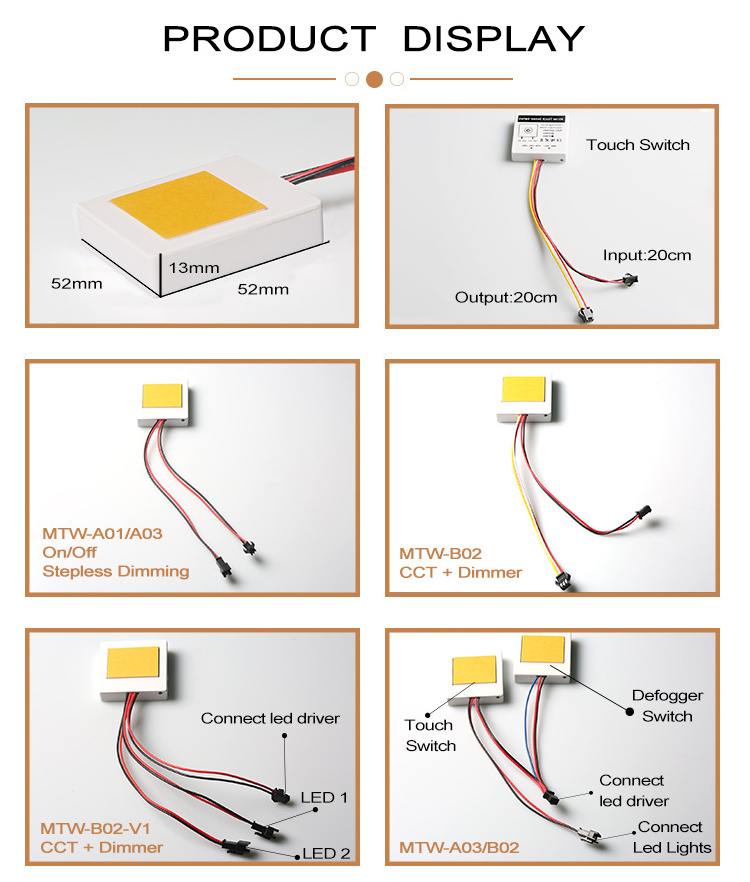 FICLUX OEM 12V 24V 5A Single Key Smart led light bathroom mirror touch sensor switch for mirror