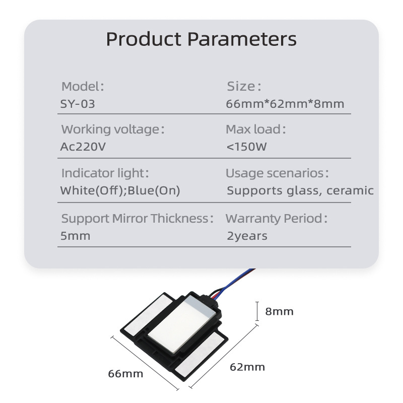 FICLUX Customizable Ac220V single button touch ON/OFF LED light High Voltage Mirror Touch Switch