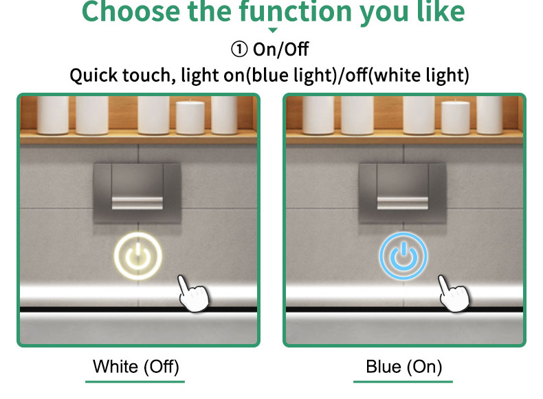 FICLUX CE ROHS 12V 36w LED Smart Touch Switch Bathroom Mirror Touch Sensor Switch with LED Driver 2835 LED Strips Warm White