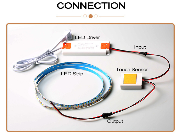 5A Single Key touch switch Smart led light bathroom mirror 12V touch sensor switch for mirror