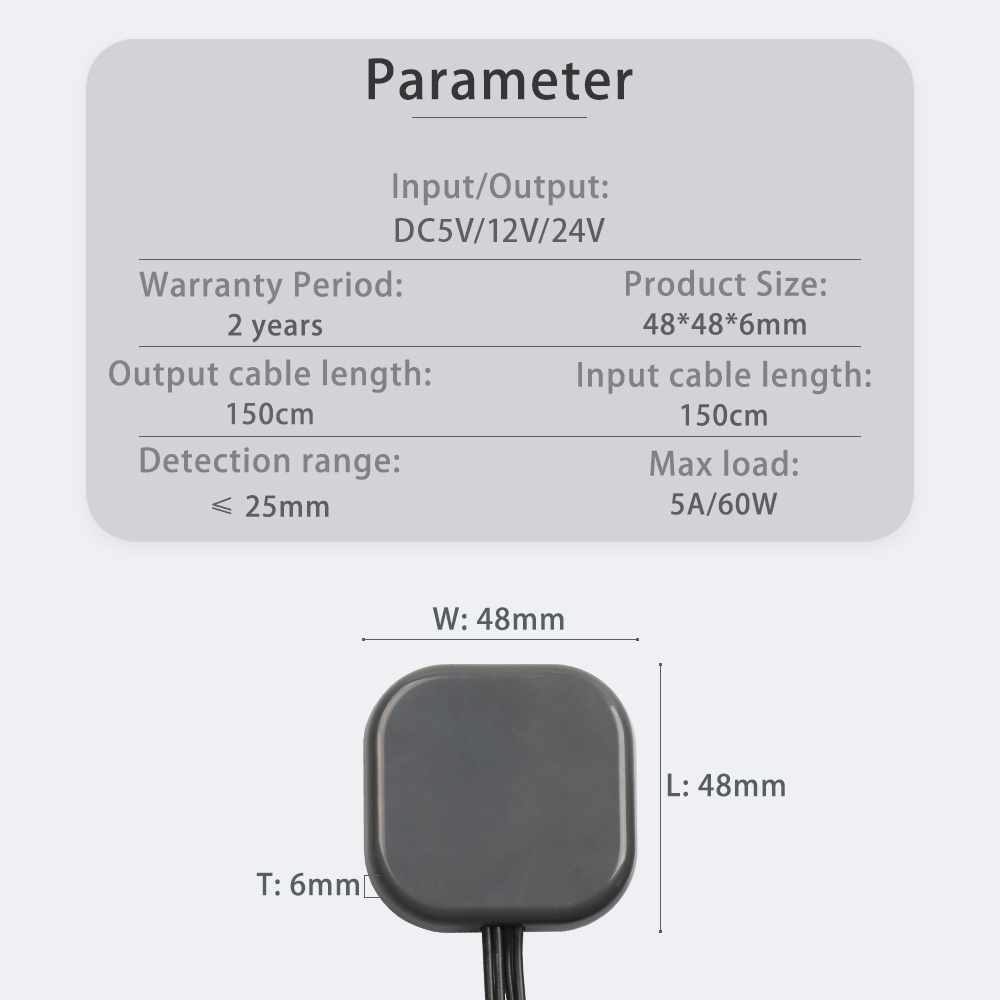 2023 New DC12V 24V 5A Wood Cabinet Desk Furniture Hidden Invisible ON OFF Dimming Color Adjustable Touch Sensor Switch