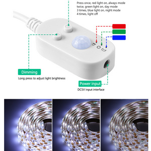 6.6ft/2M USB Powered 5V Warm White 3000K 6000k luces led Pir Sensor LED Night Light Motion Sensor Activated LED Strip Light