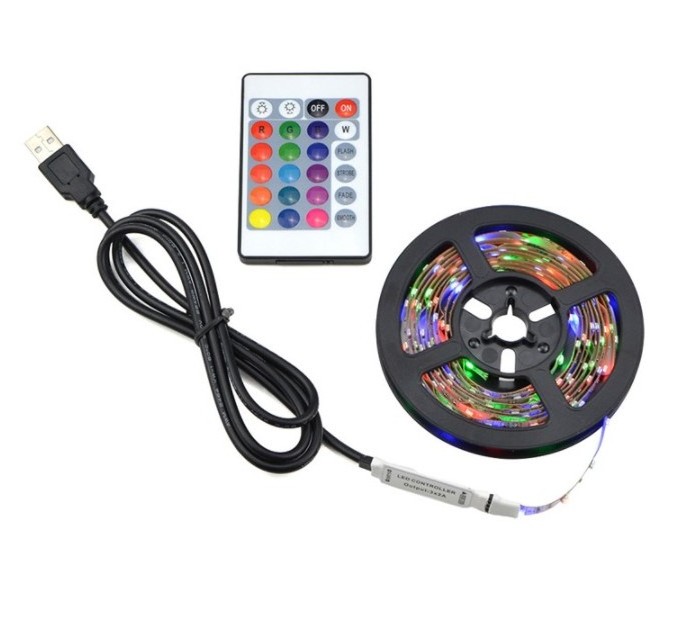 FICLUX 5050 DC5V IP65 Flexible RGB TV Backlight kit USB led Strip Lights with 24 Key IR Remote Controller