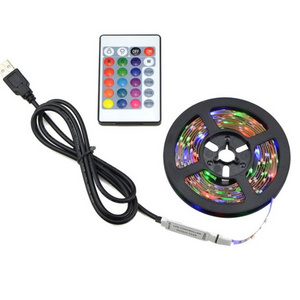 FICLUX 5050 DC5V IP65 Flexible RGB TV Backlight kit USB led Strip Lights with 24 Key IR Remote Controller