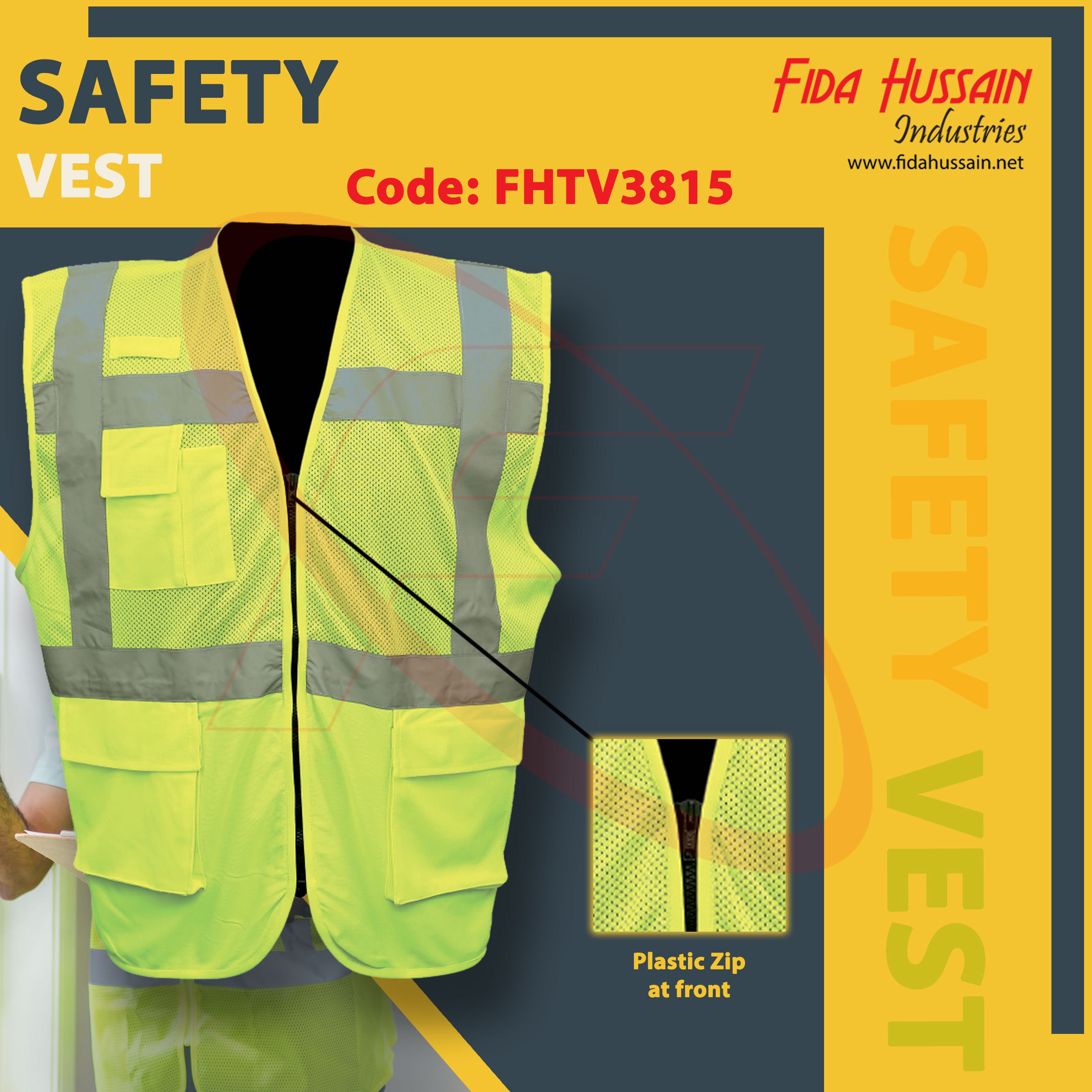 High Visibility Safety Vest Custom Logo With Multiple Pockets Construction Security Vest Reflective Workwear Vest For Men