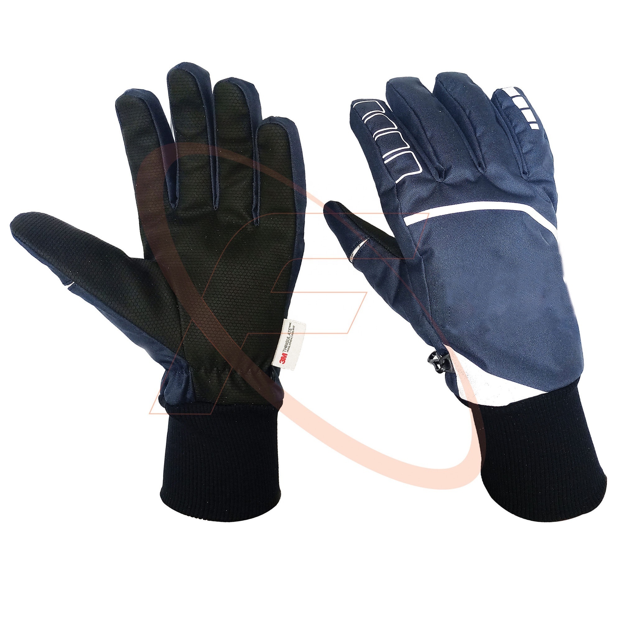 Dress Blue Winter Mechanic Gloves in Synthetic Leather with Silicon Print Palm 2024 Wholesale Glove Leather gloves from Pakistan