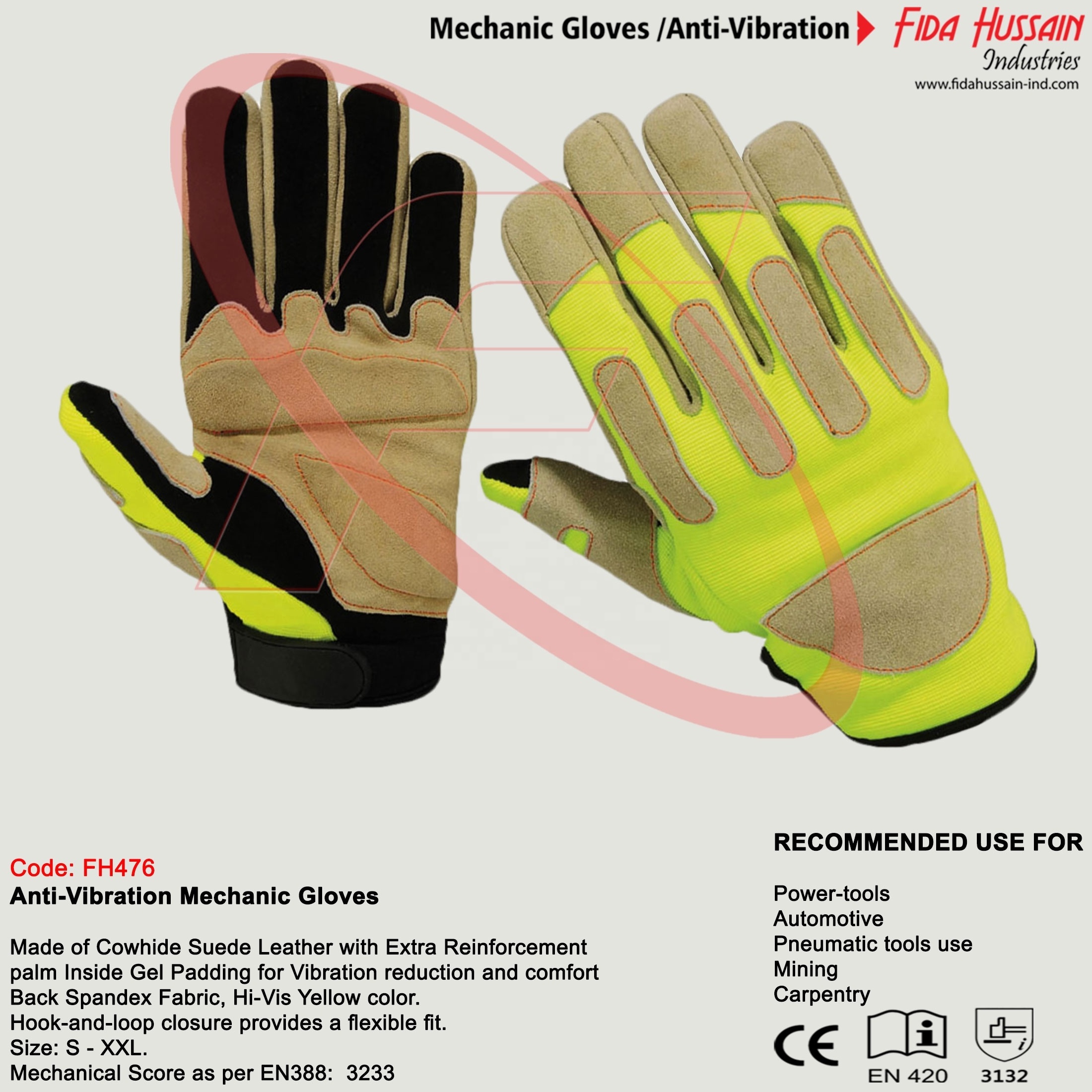 Custom Waterproof Anti-Vibration Leather Gloves from Pakistan Mechanic Gloves For Construction Gants de Travail