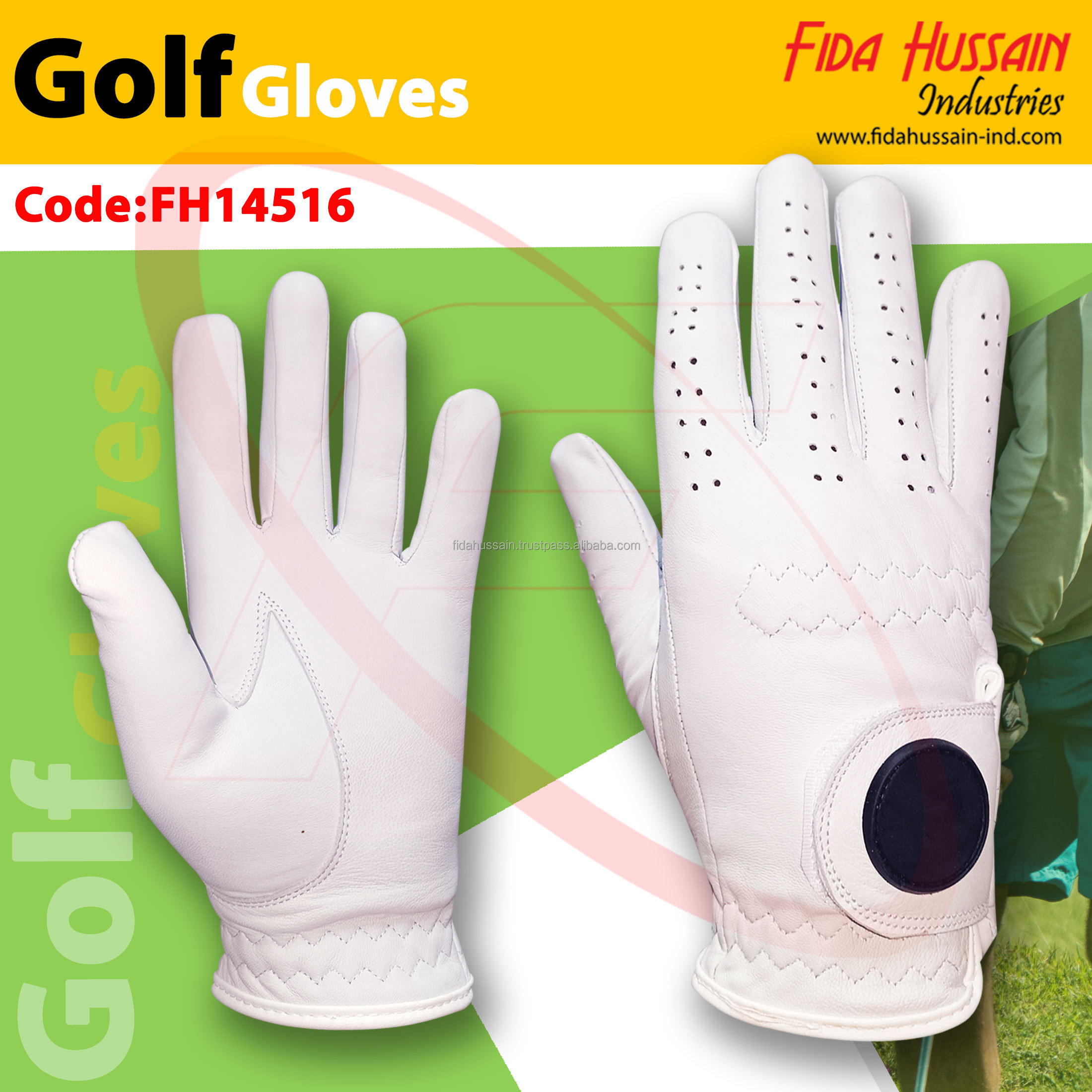 High Quality Wholesale Leather Scerno combined with Stretchable Fabric Guantes de Golf Hot Sell Left Hand Golf Sports Gloves