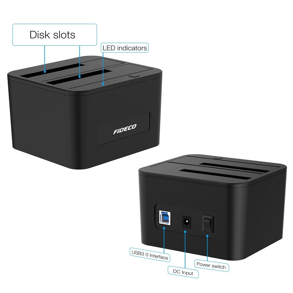 FIDECO USB 3.0 4 bay 2.5 3.5 hard drive docking station duplicator for sata hdd ssd with clone