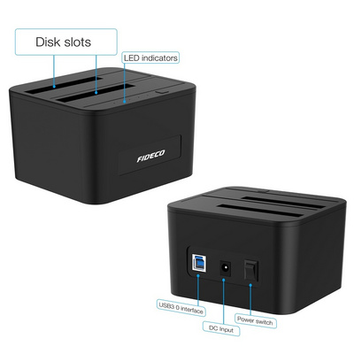 FIDECO USB 3.0 4 bay 2.5 3.5 hard drive docking station duplicator for sata hdd ssd with clone