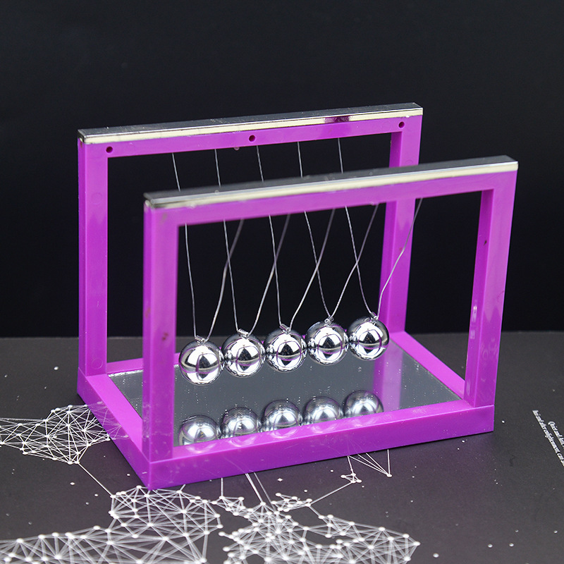 ZD370 Creative Craft Cuboid Mirror Swing Ball Colorful Perpetual Motion Desk Toys Wooden Base Newtons Cradle Pendulum