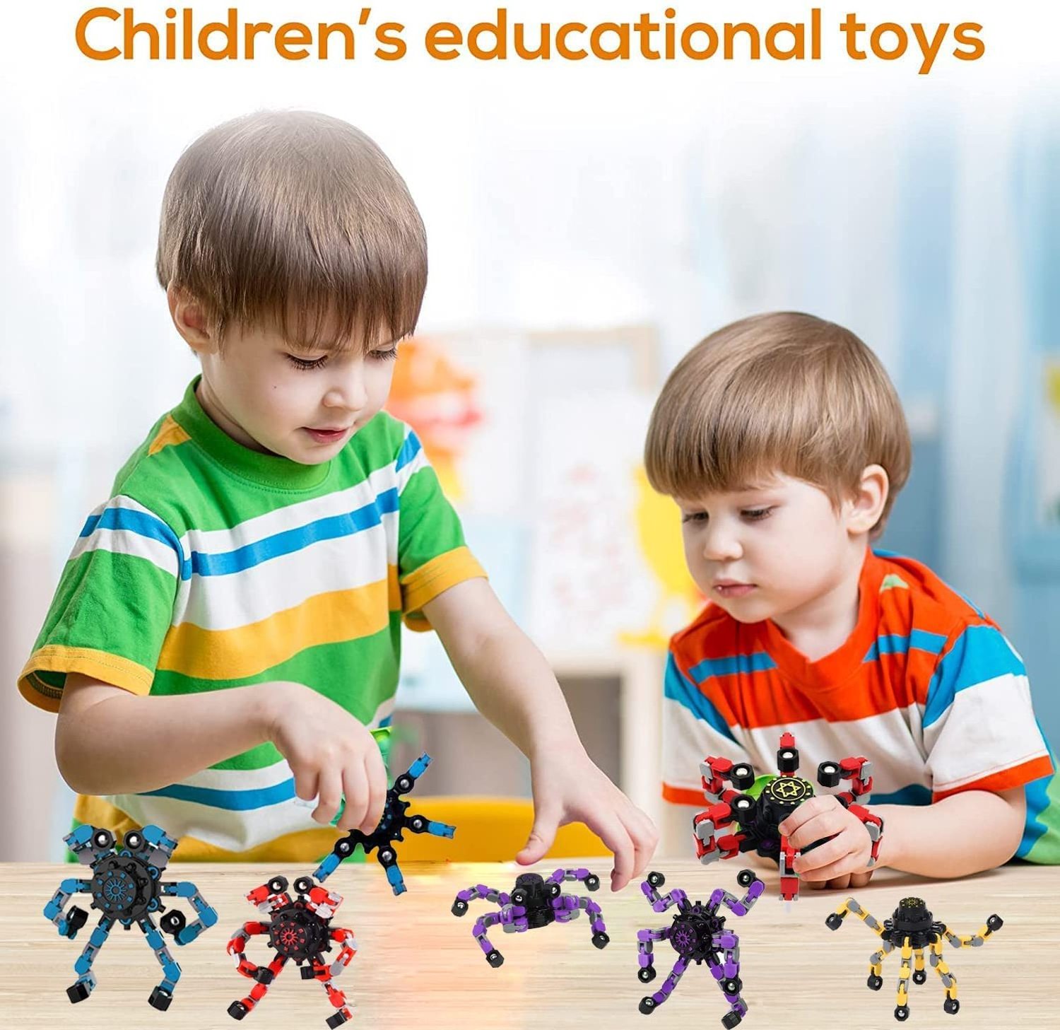 TT20Funny Finger Chain Robot Toy Deformed Mechanical Spiral Twister Fingertip Mechanical Creative Fidget Spinner for Kids Adults