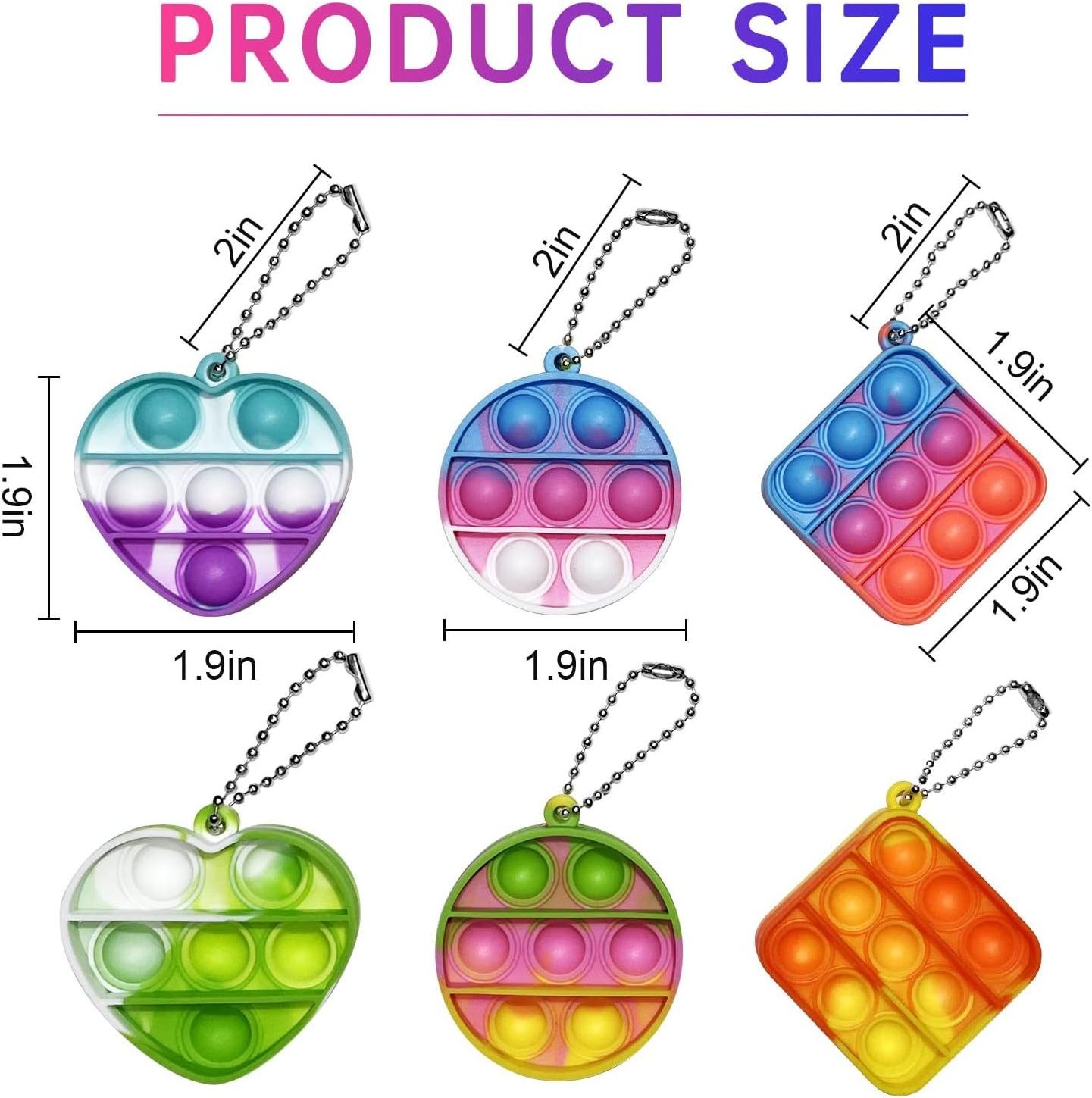 FL349 Private Label Party Favors Multiple Pack Mini Pop Fidget Toy Keychains Holiday Goodie Bag Stuffers Silicone Sensory Fid