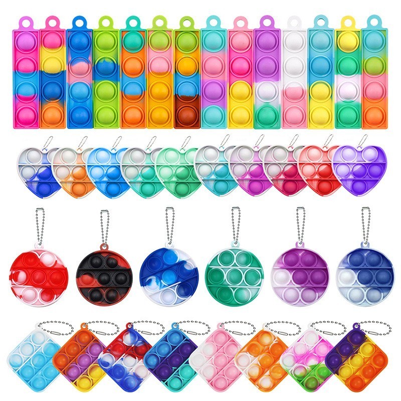 FL349 Private Label Party Favors Multiple Pack Mini Pop Fidget Toy Keychains Holiday Goodie Bag Stuffers Silicone Sensory Fid