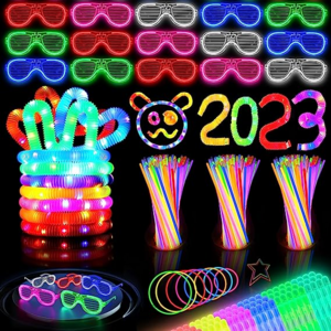 YH Glow in The Dark LED Light Up Toys Pop Tubes Fidget Toys Autism Sensory Toys Set Party Supplies Kids Pop Tube Led Pop Tubes