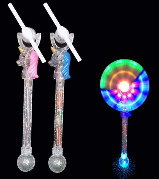 New LED Windmill Unicorn Spinner Kids Gifts Party Favor Light Up Wand Toy Halloween Led Windmill Toy Halloween  Light Up Toys