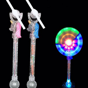 New LED Windmill Unicorn Spinner Kids Gifts Party Favor Light Up Wand Toy Halloween Led Windmill Toy Halloween  Light Up Toys