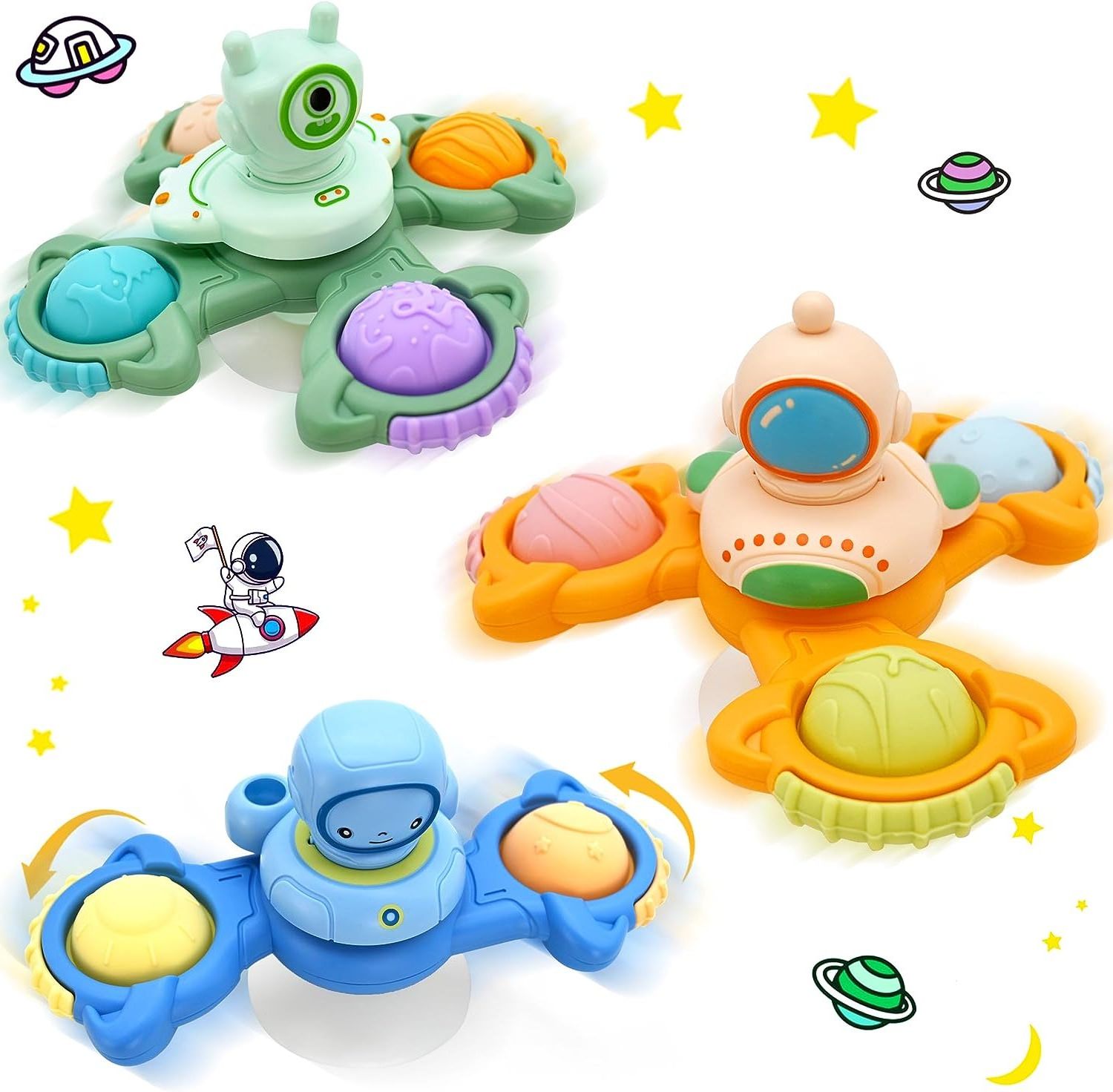 Aa  Spinning Top Toy 2023 Baby Sensory Toys For Autism 3pcs  Suction Cup Spinner Toys Kids