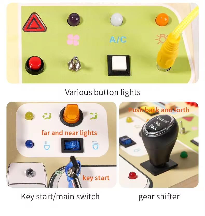 Newest Children Wooden Sensory Board Switch Toy Light Up Toys Educational Activity Board Montessori Toys Busy Board