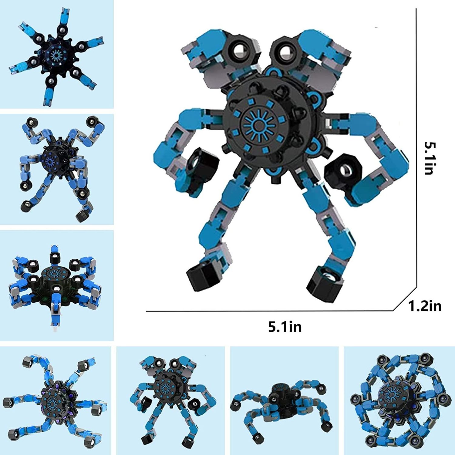 TT20Funny Finger Chain Robot Toy Deformed Mechanical Spiral Twister Fingertip Mechanical Creative Fidget Spinner for Kids Adults