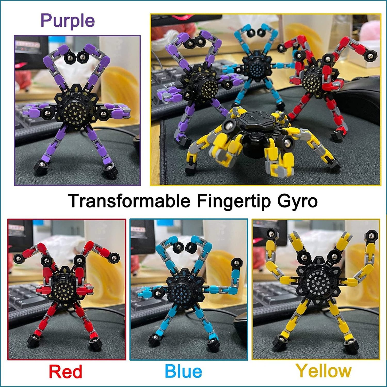 TT20Funny Finger Chain Robot Toy Deformed Mechanical Spiral Twister Fingertip Mechanical Creative Fidget Spinner for Kids Adults