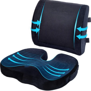 Memory Foam Seat Cushion Set Lumbar Support Pillow for Office Chair Car Wheelchair Lower Back Tailbone Pain Relief Desk Pad