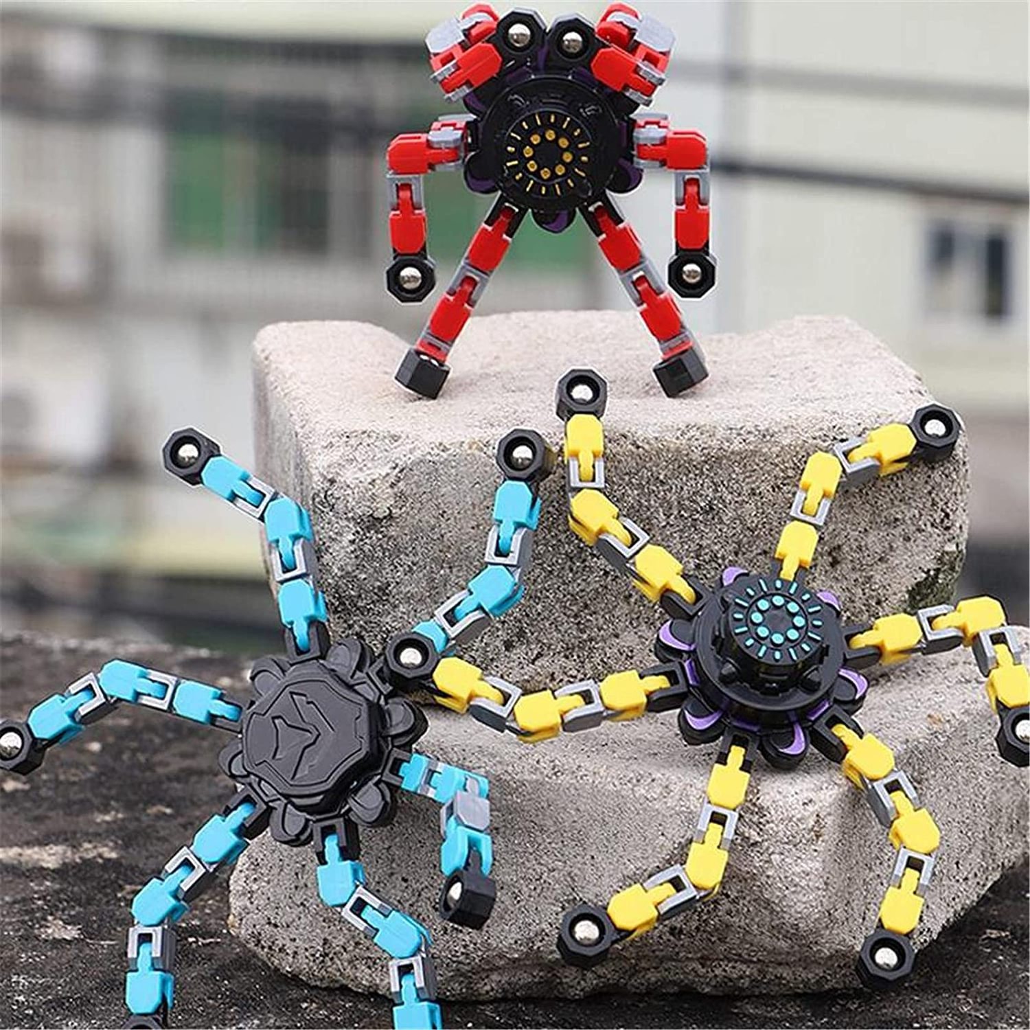 TT20Funny Finger Chain Robot Toy Deformed Mechanical Spiral Twister Fingertip Mechanical Creative Fidget Spinner for Kids Adults