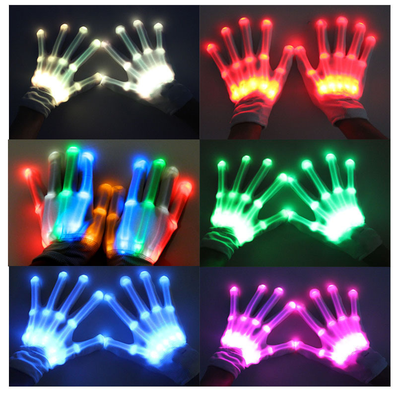 Halloween Christmas Party LED Gloves Light for Kids Teen and Adults Gifts LED Light up Toys Flashlight Glove Led Light Gloves